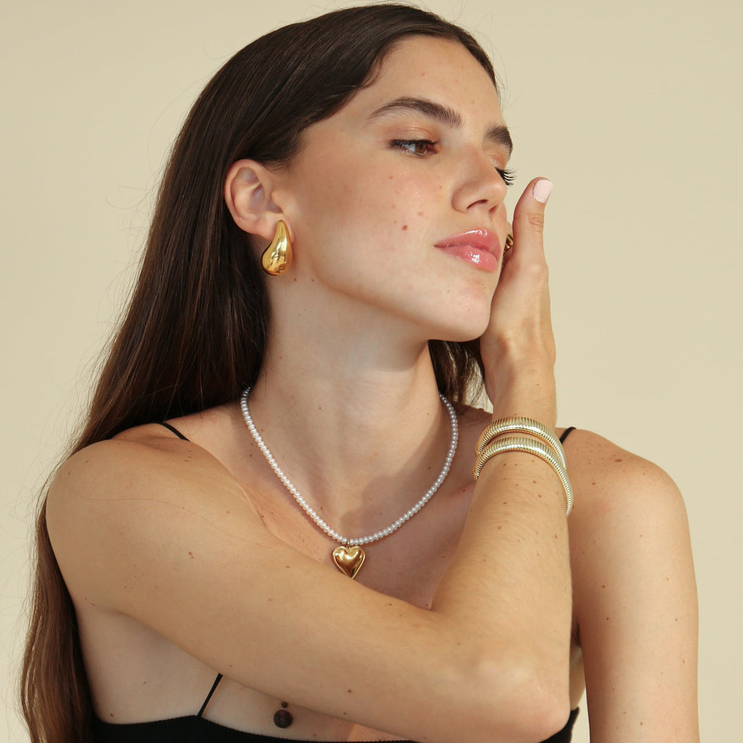 Gold Dome Drop earrings #color_gold