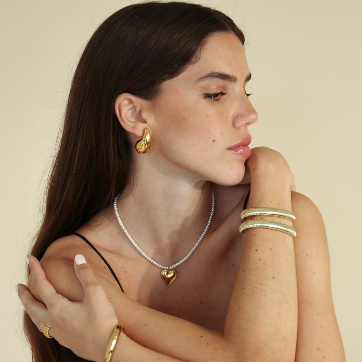 Gold Dome Drop earrings #color_gold