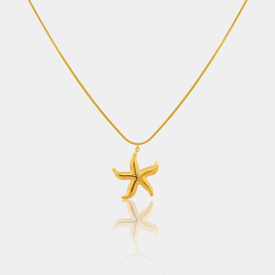 Starfish pendant necklace on 14k gold filled snake chain
