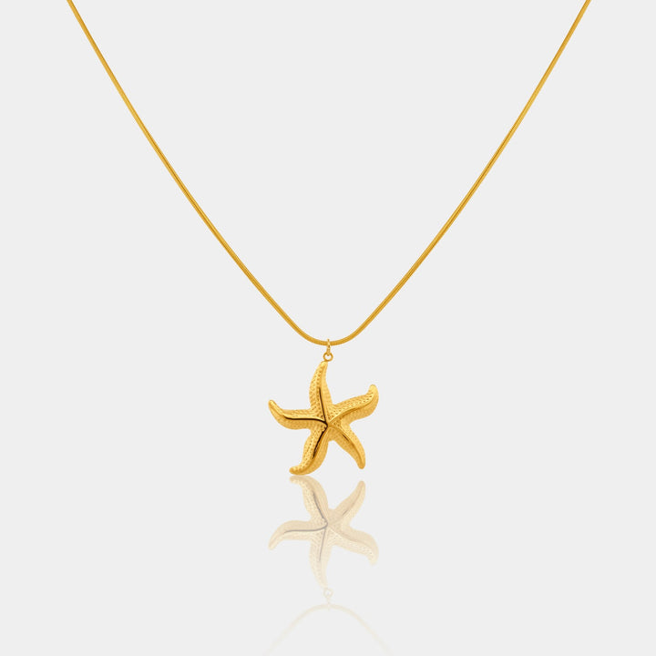 Starfish pendant necklace on 14k gold filled snake chain
