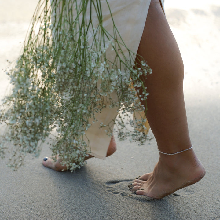 tiny pearl anklet. manana x LINK'D curated collection