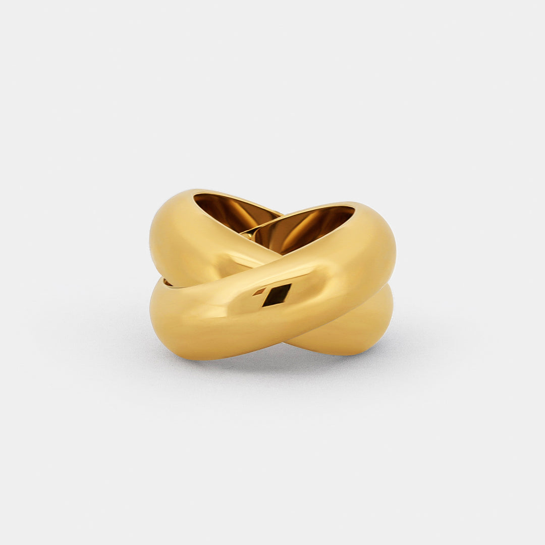 gold cross over eternity ring #color_gold