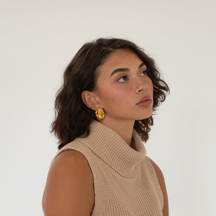 Vintage Textured Medallion Earrings #color_gold