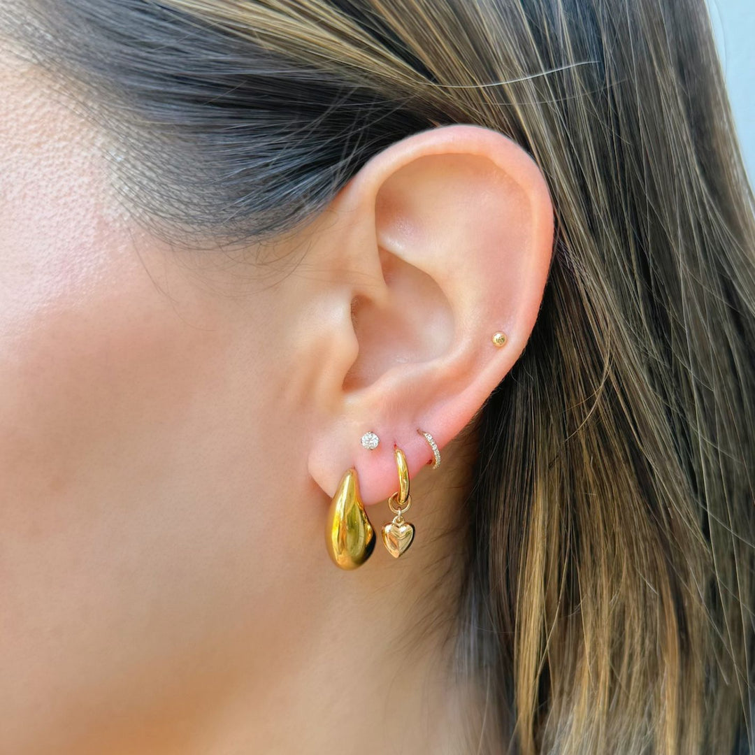 Puffed Heart Huggie Earrings