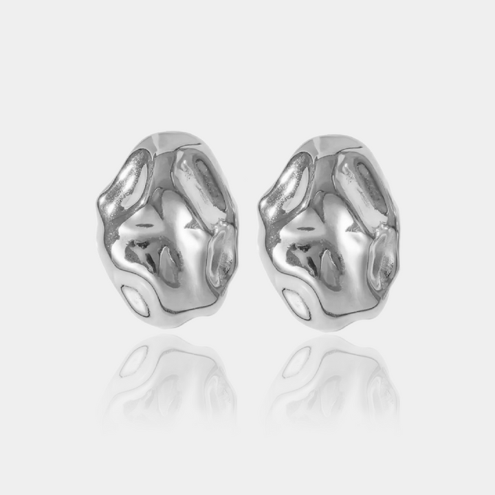 Vintage Textured Medallion Earrings #color_silver