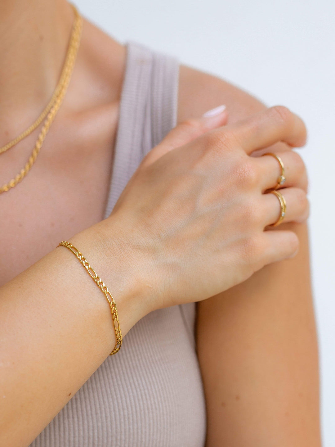 14K Gold Filled Bracelets Figaro Bracelet LINK'D THE LABEL
