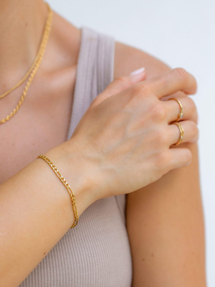 14K Gold Filled Bracelets Figaro Bracelet LINK'D THE LABEL