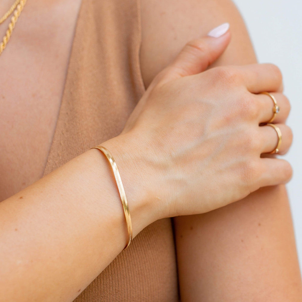 14K Gold Filled Bracelets Herringbone Bracelet LINK'D THE LABEL