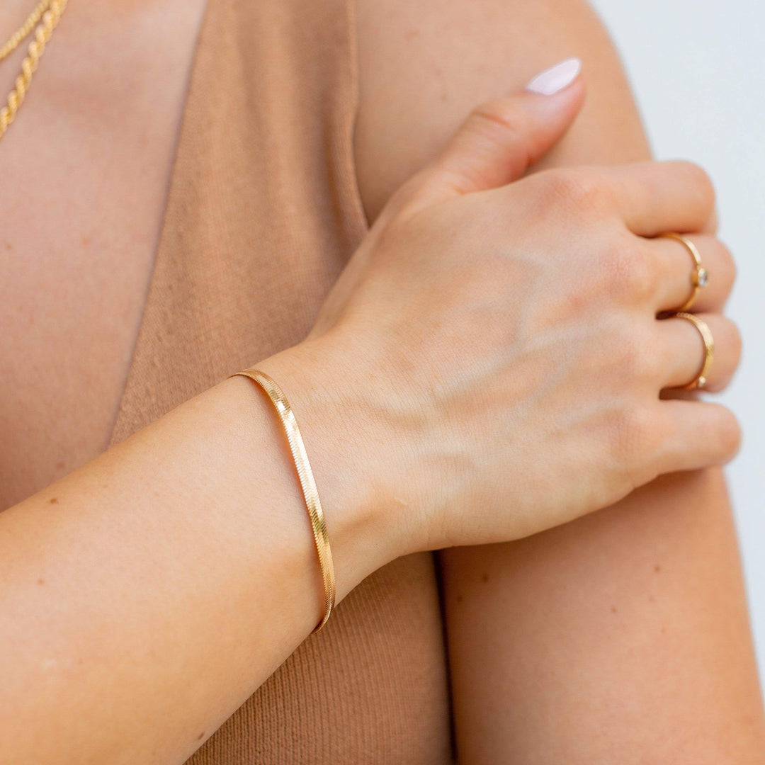 14K Gold Filled Bracelets Herringbone Bracelet LINK'D THE LABEL
