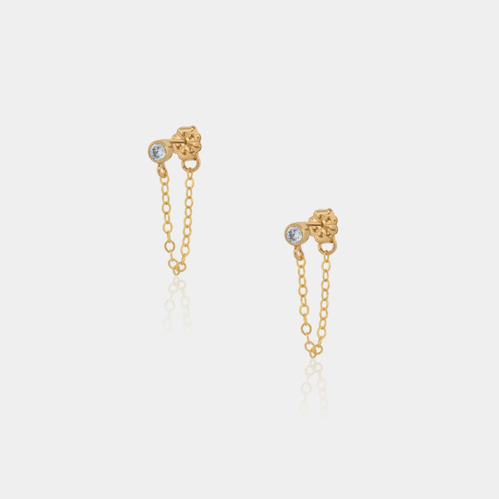 14K Gold Filled Earrings Chain CZ Earring