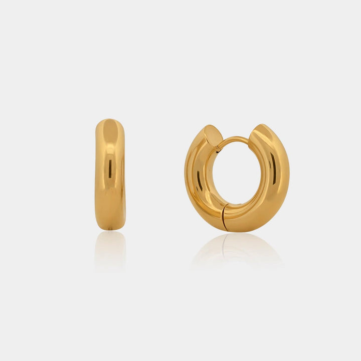 Gold Chunky Huggie Hoop Earrings