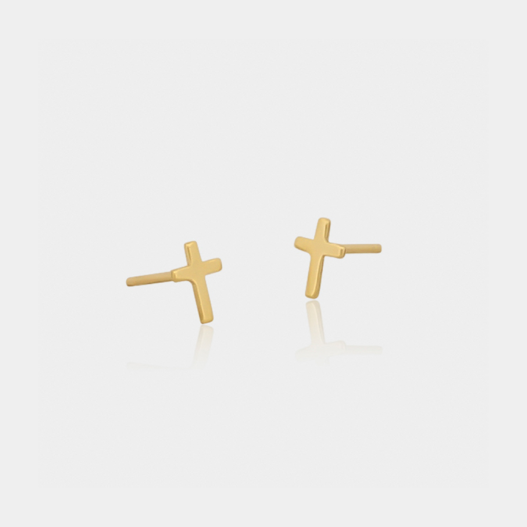 Cross Stud Earrings in 14k Gold filled