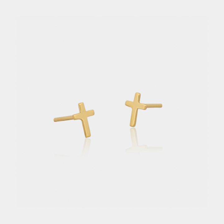 Cross Stud Earrings in 14k Gold filled