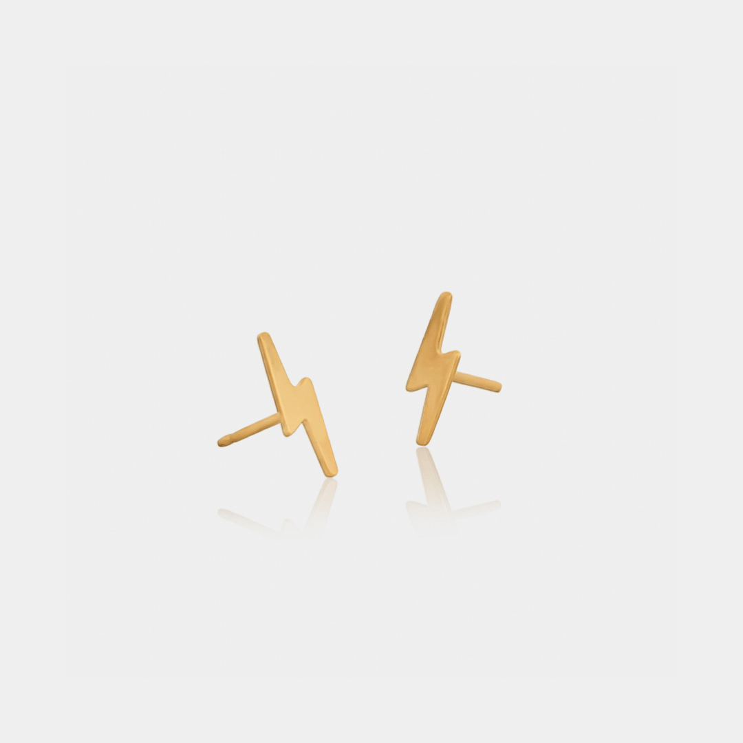 14K Gold Filled Earrings Lightning Bolt Studs LINK'D THE LABEL