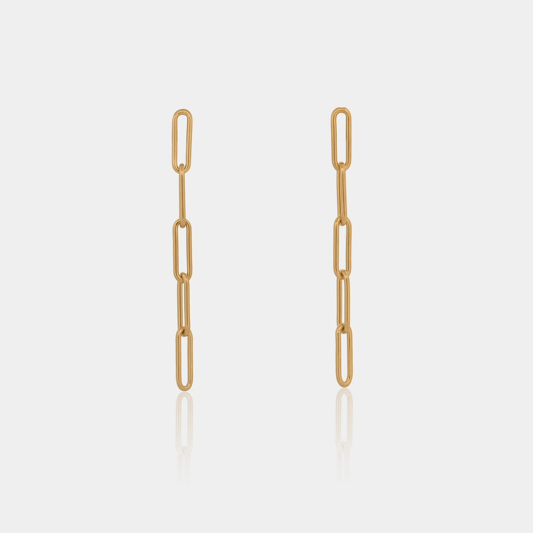 14K Gold Filled Earrings Paperclip Drop Earrings LINK'D THE LABEL