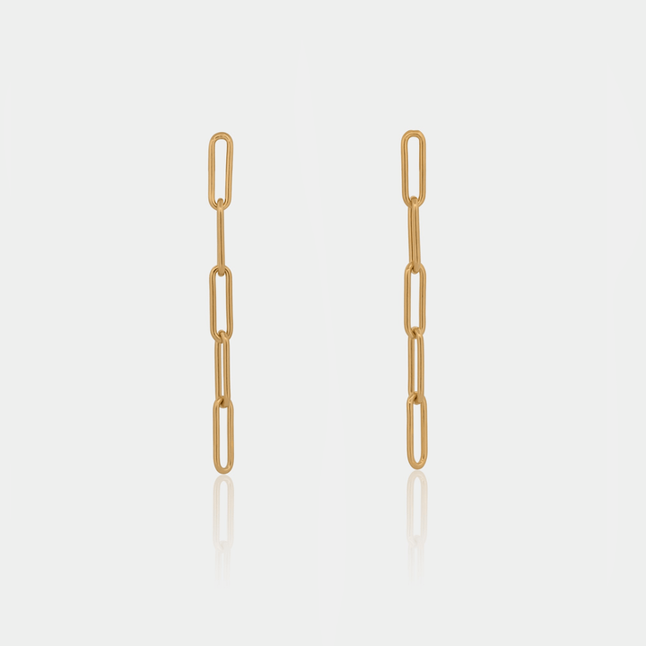 14K Gold Filled Earrings Paperclip Drop Earrings LINK'D THE LABEL