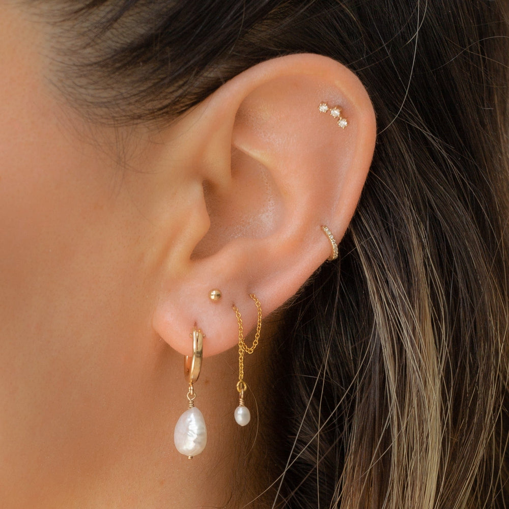 14K Gold Filled Earrings Pia Pearl Drop Hoops LINK'D THE LABEL