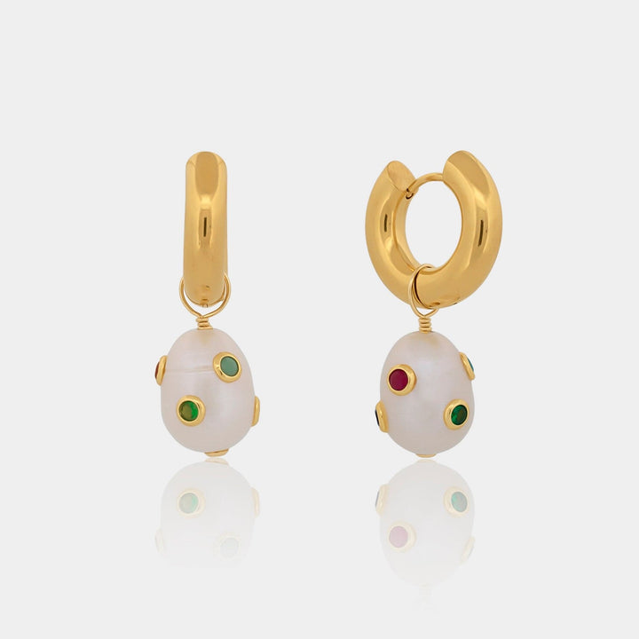 14K Gold Filled Earrings Willow Pearl Drop Hoops LINK'D THE LABEL