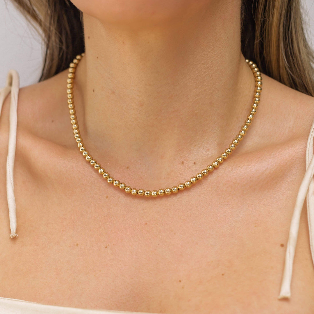 14K Gold Filled Necklaces Large Gold Beaded Necklace LINK'D THE LABEL