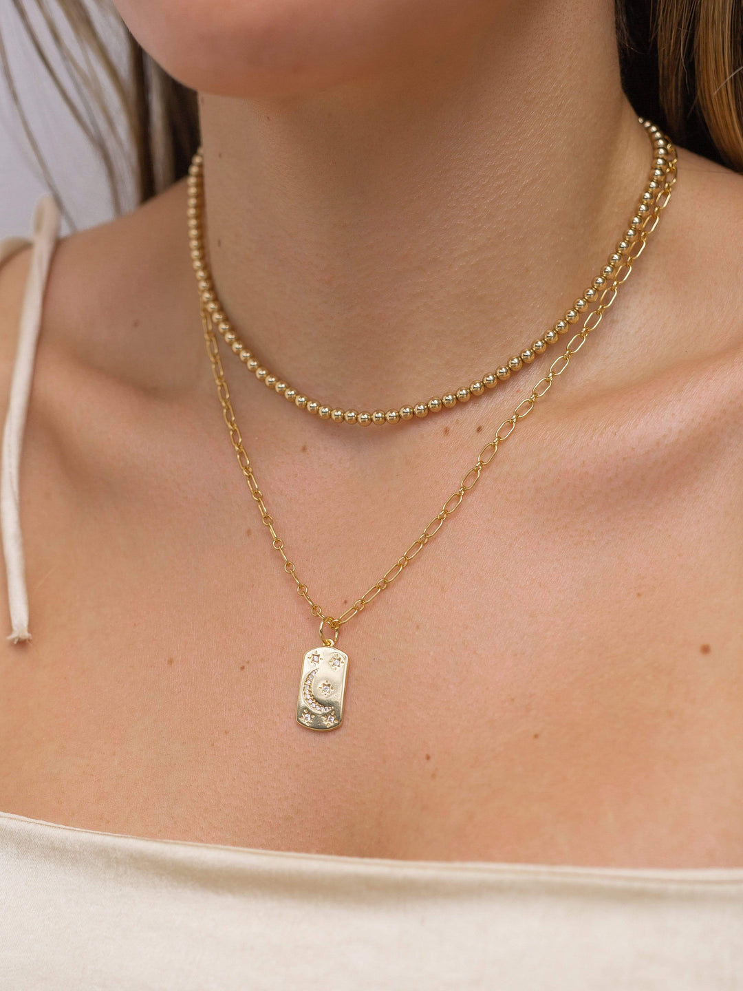 14K Gold Filled Necklaces Medium Gold Beaded Necklace LINK'D THE LABEL