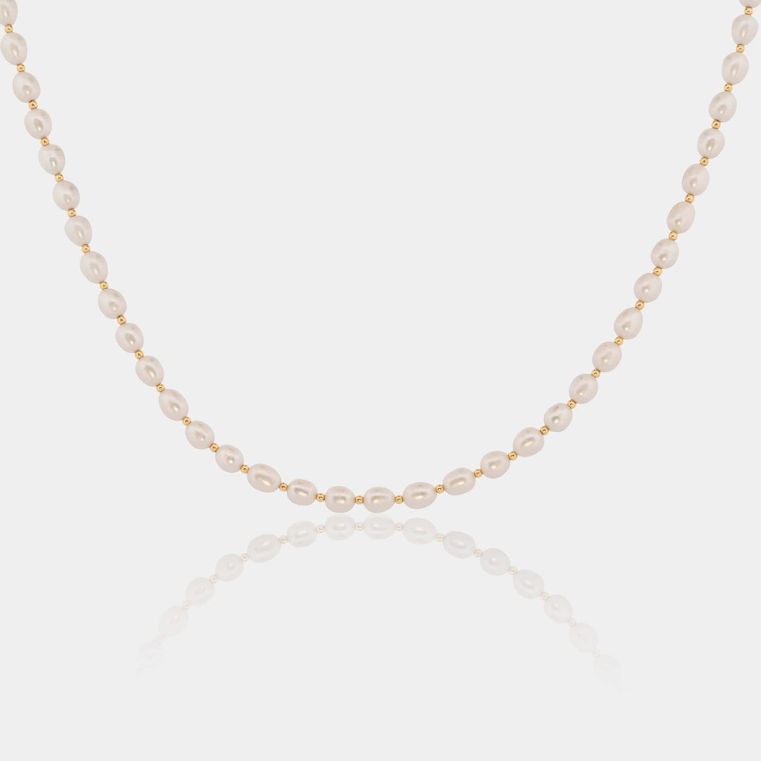 14K Gold Filled Necklaces Medium Pearl Necklace LINK'D THE LABEL