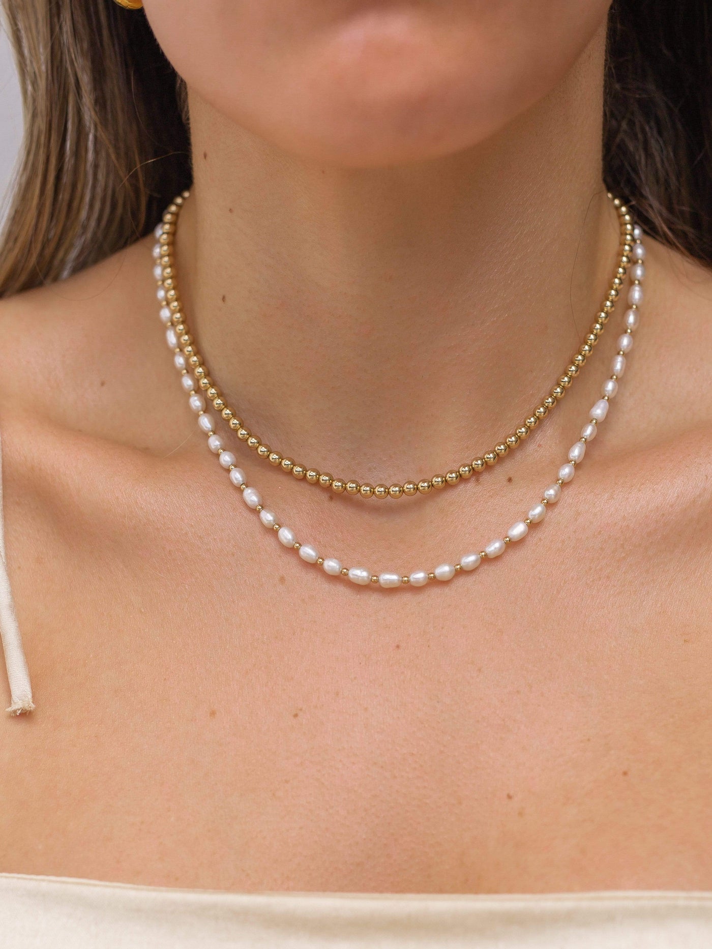 14K Gold Filled Necklaces Mini Pearl Necklace LINK'D THE LABEL