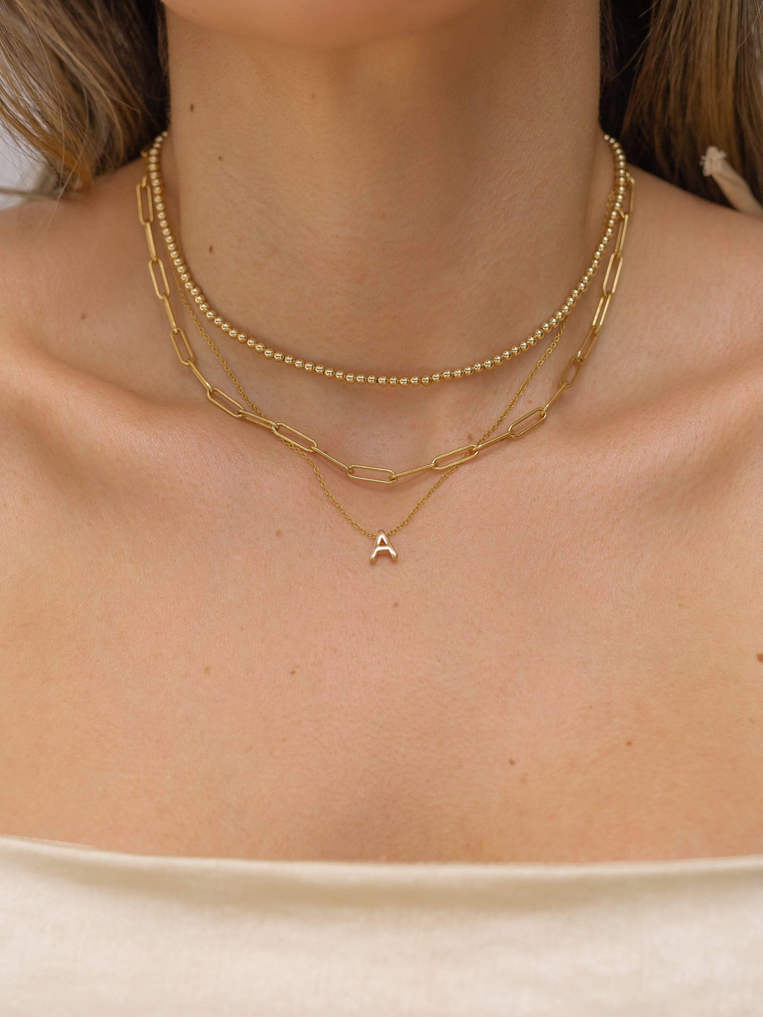 14K Gold Filled Necklaces Small Gold Beaded Necklace LINK'D THE LABEL