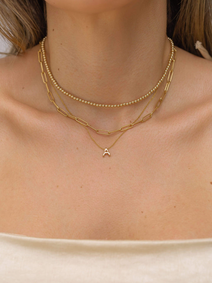 14K Gold Filled Necklaces Small Gold Beaded Necklace LINK'D THE LABEL