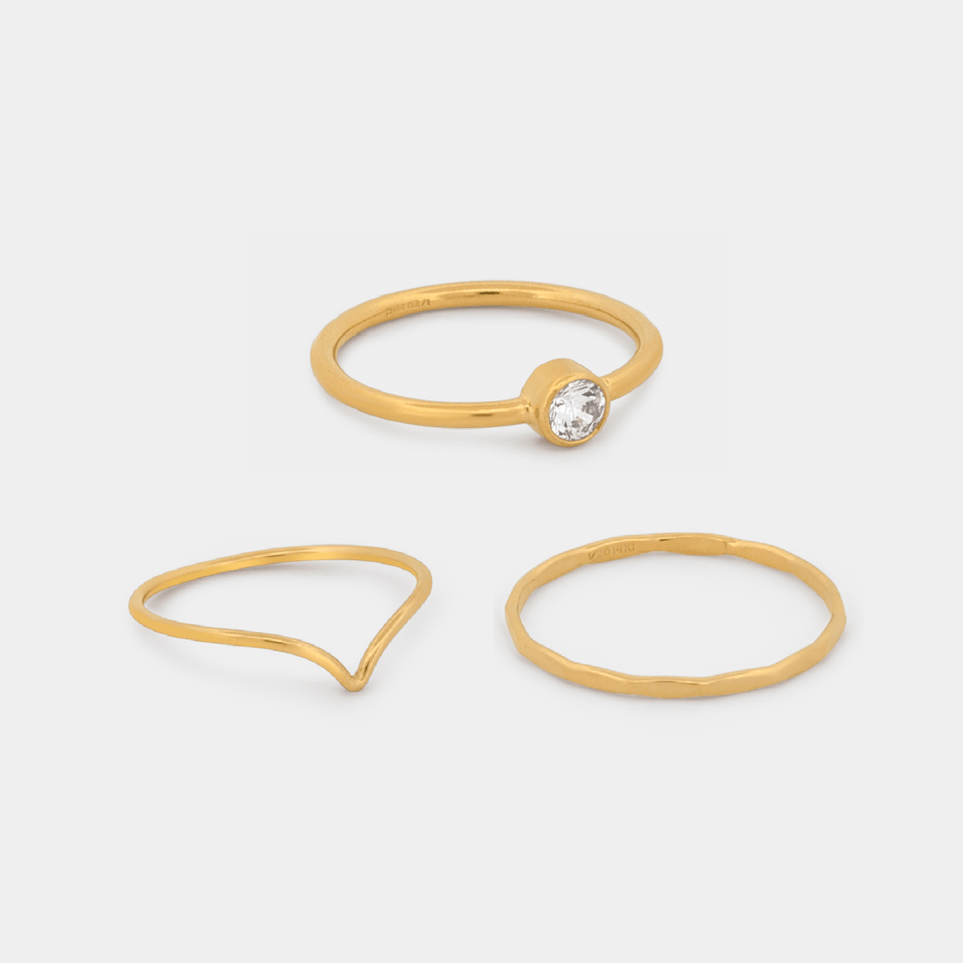 14K Gold Filled Rings Chevron Ring Stack Set