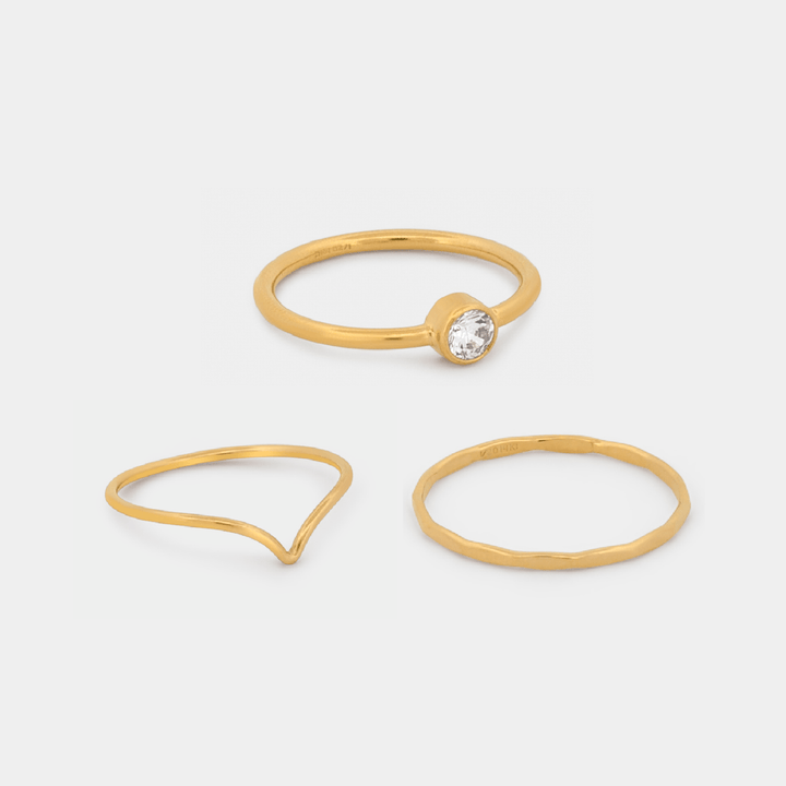 14K Gold Filled Rings Chevron Ring Stack Set