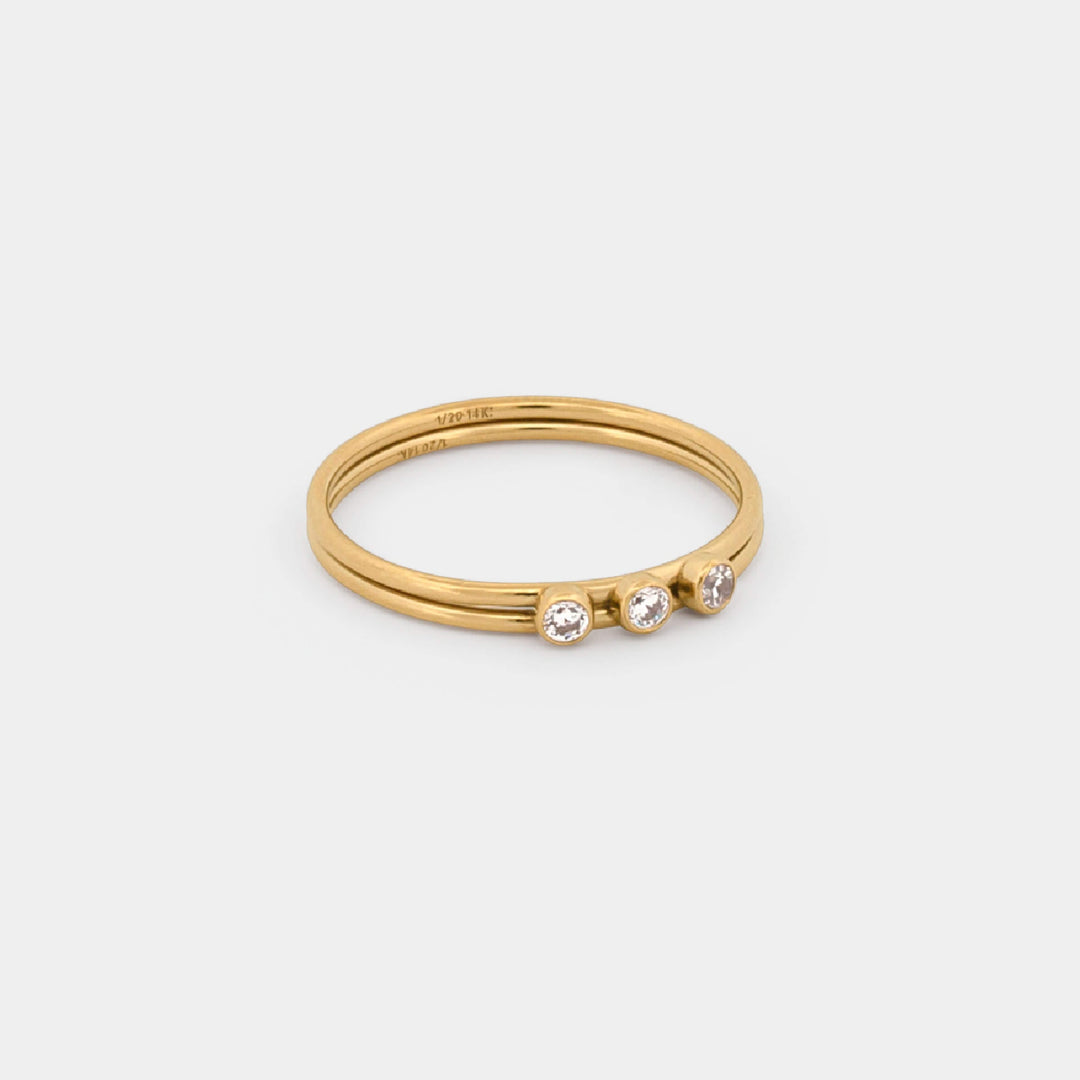 14k gold fill cubic zirconia trio ring