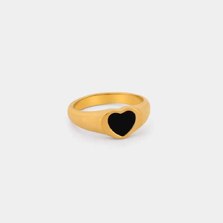 Enamel Heart Signet Ring