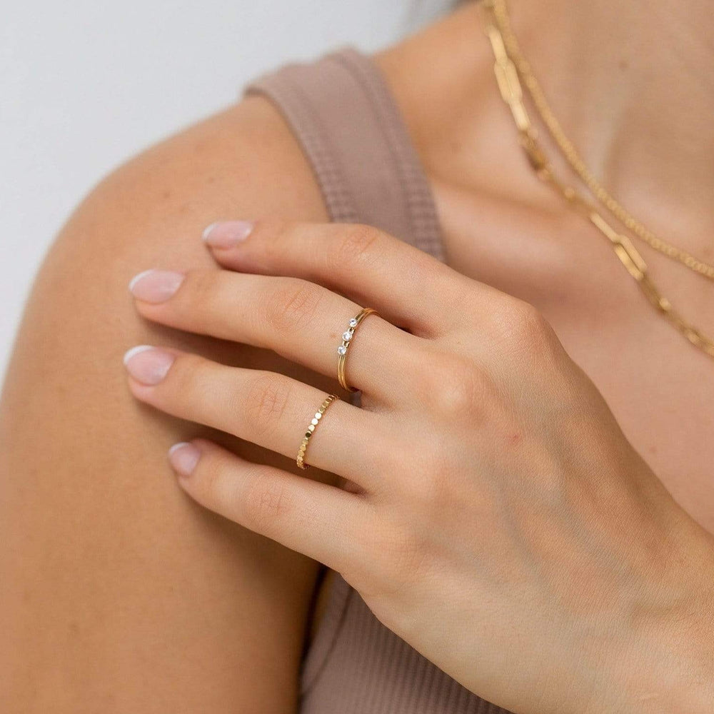 Flat Beaded Ring in 14k gold fill