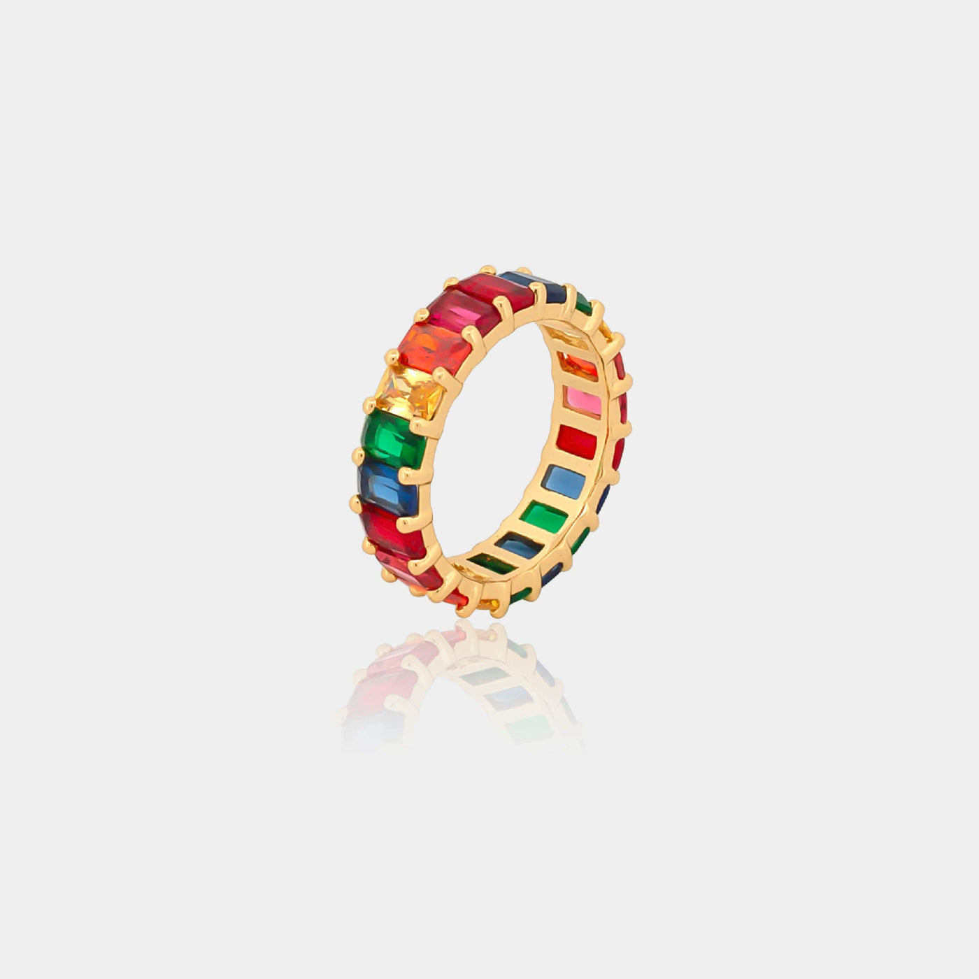 Rainbow Baguette Ring, Eternity Band