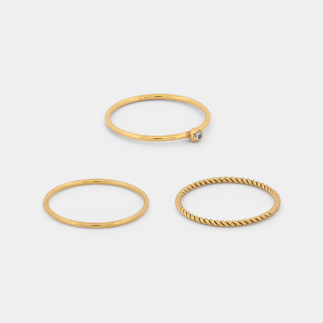 14K Gold Filled Rings Small CZ Ring Stack Set