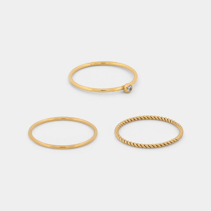 14K Gold Filled Rings Small CZ Ring Stack Set