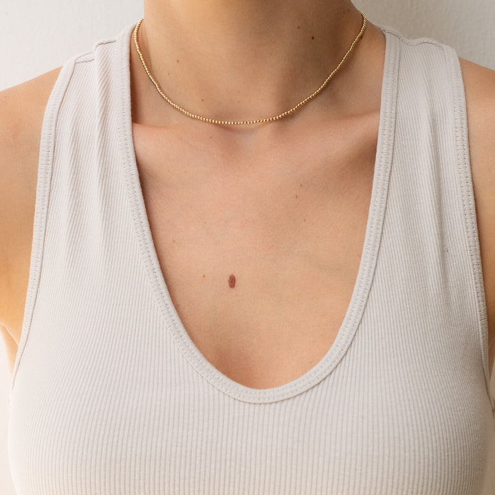 Tiny Gold Beaded Choker Necklace