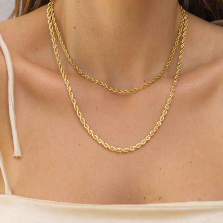 14K Gold Filled 18k Gold Layered Rope Necklace LINK'D THE LABEL