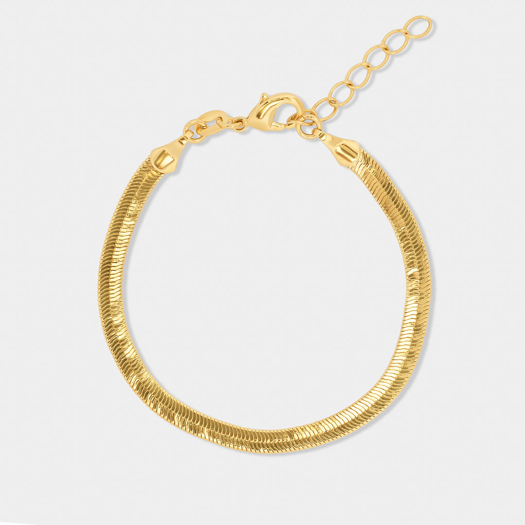 14K Gold Filled 18k Gold Plated Herringbone Bracelet LINK'D THE LABEL
