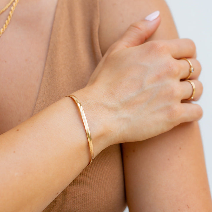 14K Gold Filled 18k Gold Plated Herringbone Bracelet LINK'D THE LABEL