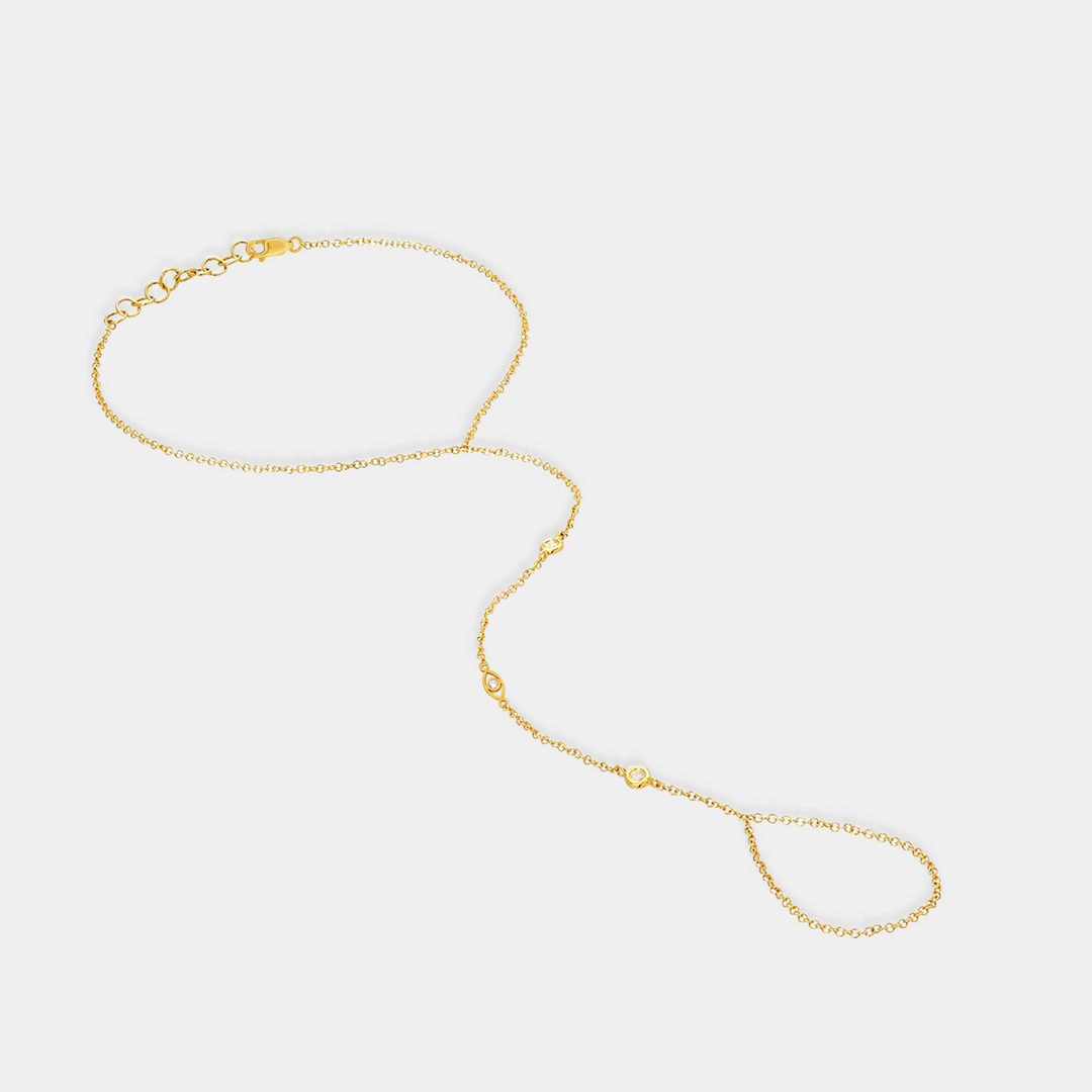14K Gold Filled Body Jewelry All Eyes on Me CZ Hand Chain LINK'D THE LABEL