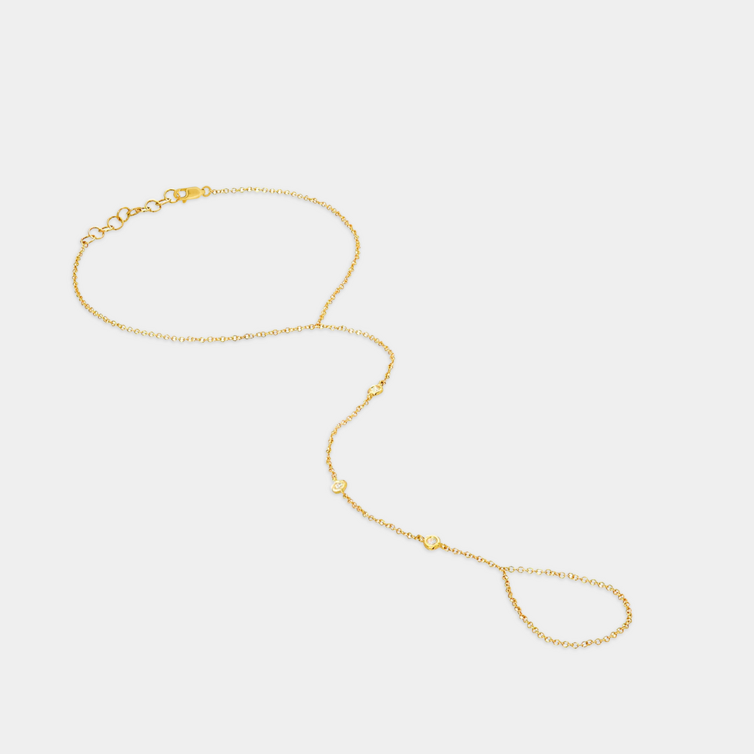 14K Gold Filled Body Jewelry CZ Hand Chain LINK'D THE LABEL