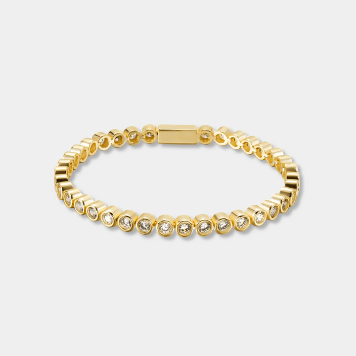14K Gold Filled Bracelets Rumi Round Bezel Set Tennis Bracelet LINK'D THE LABEL
