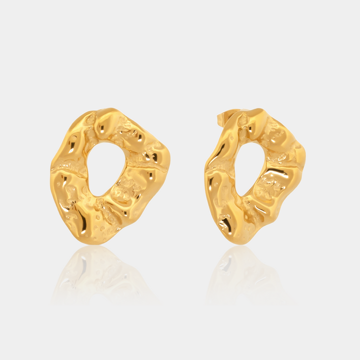 14K Gold Filled Earrings 1996 Textured Statement Earrings LINK'D THE LABEL