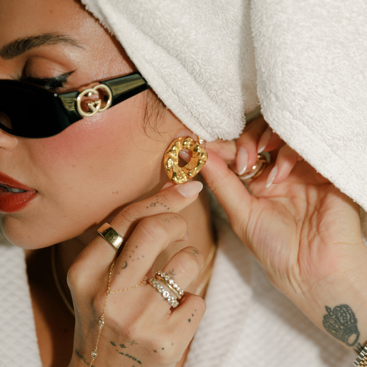 14K Gold Filled Earrings 1996 Textured Statement Earrings LINK'D THE LABEL