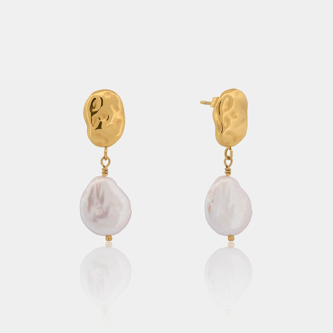 14K Gold Filled Earrings Mara Pearl Drop Earring LINK'D THE LABEL