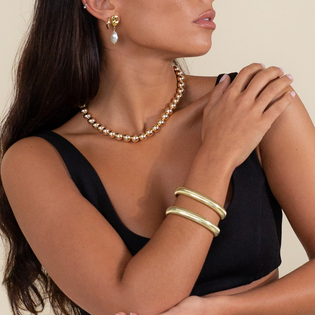 14K Gold Filled Earrings Mara Pearl Drop Earring LINK'D THE LABEL