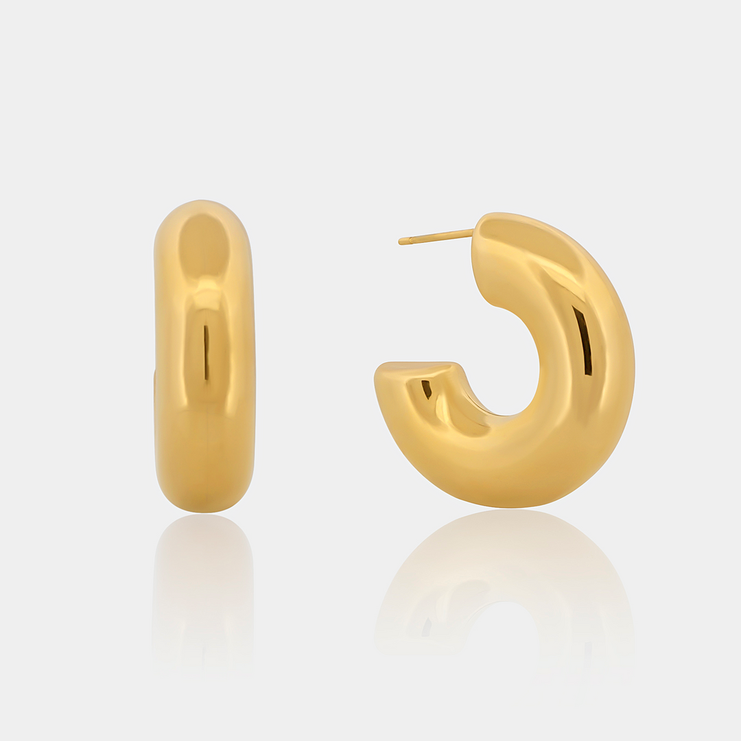 14K Gold Filled Earrings Raye Bold Hoops LINK'D THE LABEL