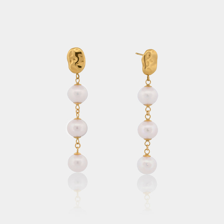 14K Gold Filled Faye Bold Pearl Drop Earrings LINK'D THE LABEL