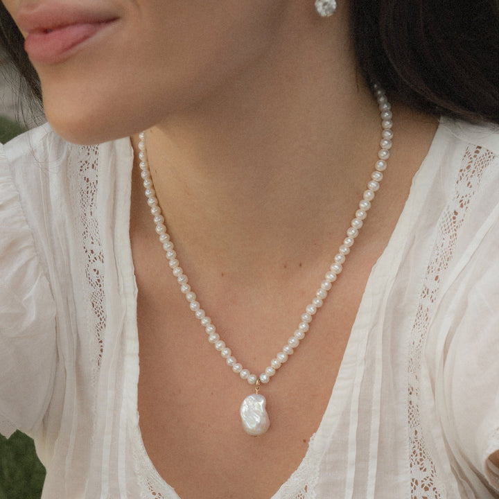 14K Gold Filled Necklaces Bahia Baroque Pearl Necklace LINK'D THE LABEL